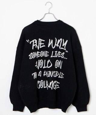 WEGO ハンドライティングジャガードニット ブラック