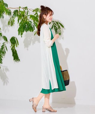 Tiaclasse 【UVケア・接触冷感】さらっと羽織れる膝丈ロングトッパーカーディガン オフホワイト