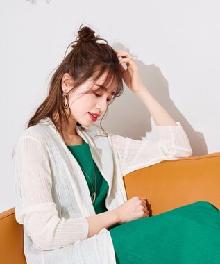 Tiaclasse 【UVケア・接触冷感】さらっと羽織れる膝丈ロングトッパーカーディガン オフホワイト