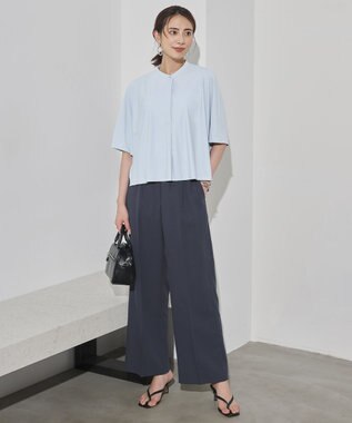 ICB L 【CLASSY.掲載・新色追加・WEB限定カラーあり】FluidBackSatin ワイドパンツ ダルブルー