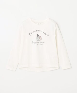 ANY KIDS アートモチーフ 長袖 Tシャツ オフホワイト×ウサギ