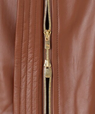 BEIGE， 【andGIRL 秋号掲載】CLYDE / ステッチデザインラムレザーブルゾン Brown