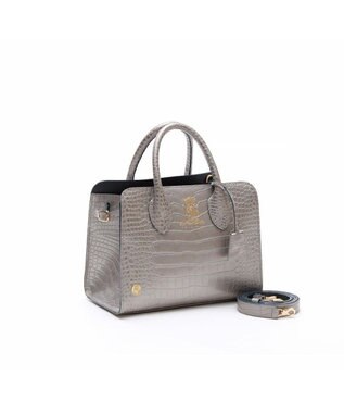 A.D.M.J. 【牛革】クロコ型押しサイドバックルトート25cm(ショルダーストラップ付) GG