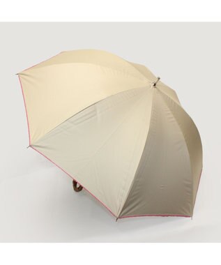 ATRENA 体感-10℃コカゲル晴雨兼用 スライド式ロングアンブレラ ベージュ×ピンク
