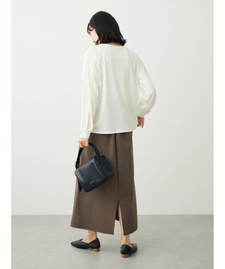 Green Parks ＢＰ　襟タック長袖ブラウソー Off White