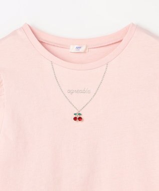 ANY KIDS チュール袖 七分Tシャツ ピンク