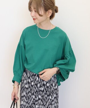 AMERICAN HOLIC ドルマンギャザースリーブカットプルオーバー Green