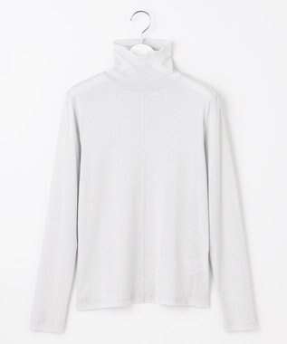 J.PRESS LADIES L タートルジャージー カットソー シルバーラメ系