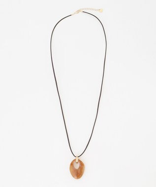 J.PRESS LADIES マーブルトップ レザー ネックレス ブラウン系