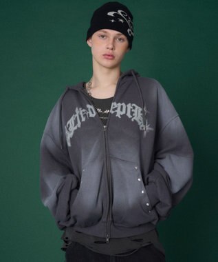 WEGO 【ユニセックス着用ITEM】グラフィックZIPパーカー スミクロ