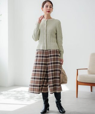 組曲 【前後着用可】コットンカシミヤ混2WAYケーブル ニット ピスタチオ系