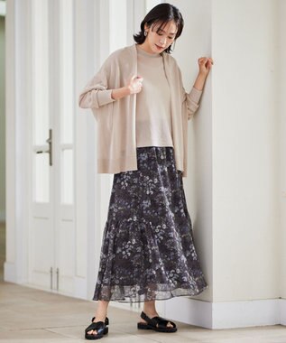 自由区 L 【アンサンブル対応・洗える】ドライシアーファインゲージ カーディガン ベージュ