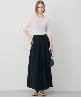 ICB L 【先行予約】 リネンブレンドシアー クルーネックリブニット ライトピンク