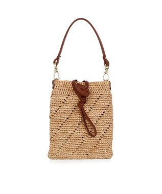 IBIZA ラフィア　スマートフォンポシェット 濃茶