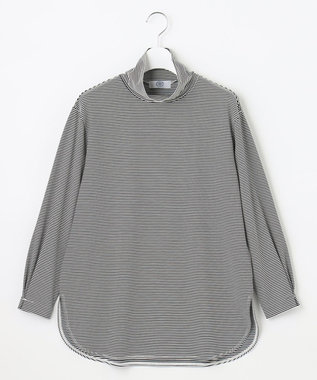 J.PRESS LADIES タートルジャージー ボーダー カットソー ブラック系1