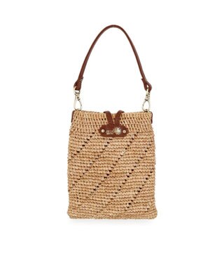 IBIZA ラフィア　スマートフォンポシェット 濃茶