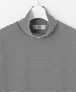 J.PRESS LADIES タートルジャージー ボーダー カットソー ブラック系1