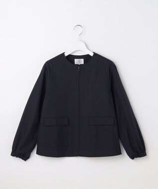J.PRESS LADIES L TCリネン ドライツイル ノーカラー ブルゾン ネイビー系