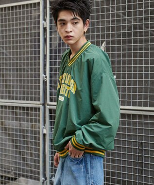 WEGO ナイロンカレッジプルオーバー ダークグリーン