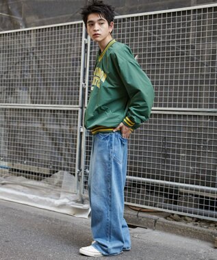 WEGO ナイロンカレッジプルオーバー ダークグリーン