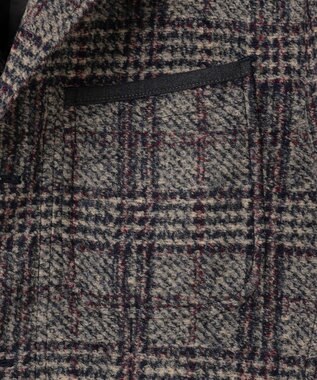 JOSEPH ABBOUD 【イタリア素材/軽量/中綿キルト裏地】スライバーチェックジャージー ジャケット グレー系4