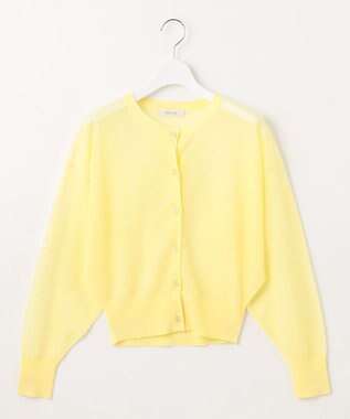 Feroux 【洗える】シアーカラー カーディガン ライトイエロー系