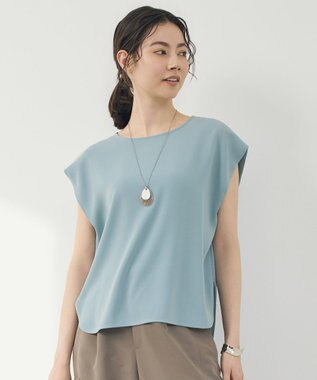 自由区 【WEB先行販売】ストレッチアムンゼンフレンチスリーブ カットソー サックス