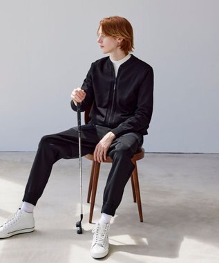 23区GOLF ウォッシャブルでお手入れも楽！【23Fondation/MEN】ニットブルゾン ブラック系