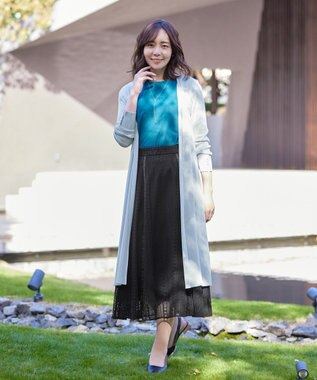 Tiaclasse 【洗える】ボタン付きロングリブカーディガン グレー