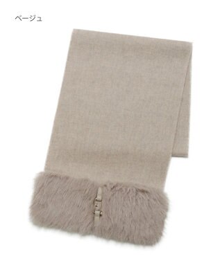 MOONBAT 【WEB限定】FURLA ウール100％×ベルト付きファーマフラー ベージュ