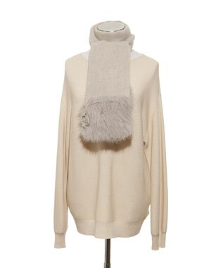 MOONBAT 【WEB限定】FURLA ウール100％×ベルト付きファーマフラー ベージュ