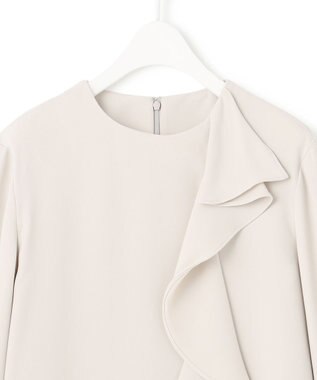 ICB L 【洗える】ライトダブルクロス フリルデザインブラウス トープ系