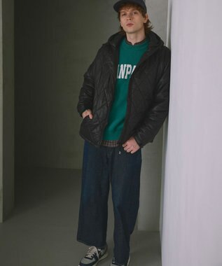 OP／FILA 【ocean pacific】サガラ刺しゅうロゴクルーニット/メンズ ダークブルー