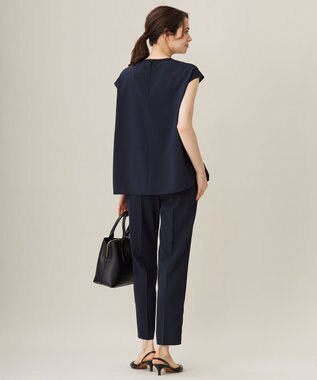 自由区 【セットアップ対応・UVカット・接触冷感・洗える】ライトストレッチ ブラウス ネイビー