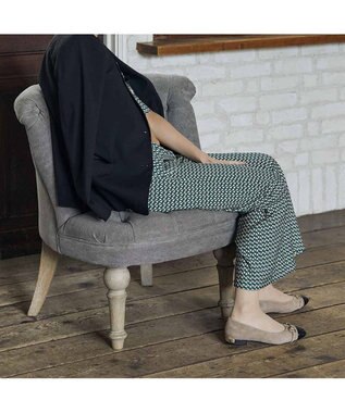 MODE ET JACOMO <MODE ET JACOMO>スクエアビットフラットパンプス ベージュコンビ