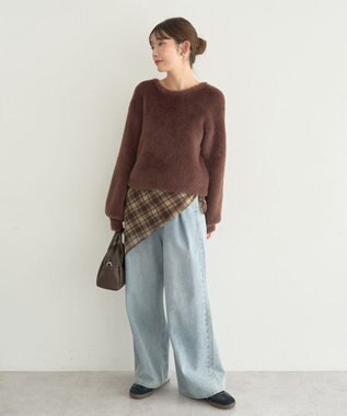 earth music&ecology Ｗフェイスシャギープルオーバー Brown