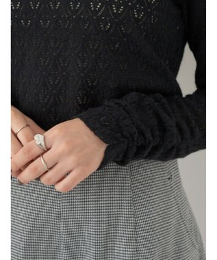 earth music&ecology 起毛レースハイネックインナー Black