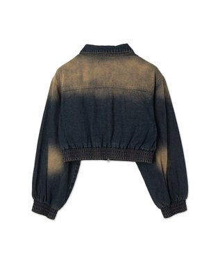 WEGO ヴィンテージウォッシュバイカージャケット デニム濃加工色
