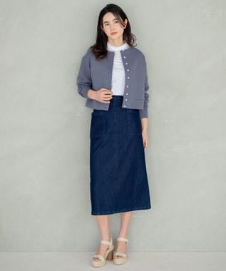 組曲 L 【パールボタン付き】ダンボールジャージー カーディガン グレー系