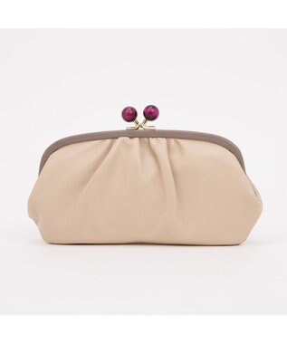 UNBILLION perche ジェムストーンがま口長財布 ベージュピンク