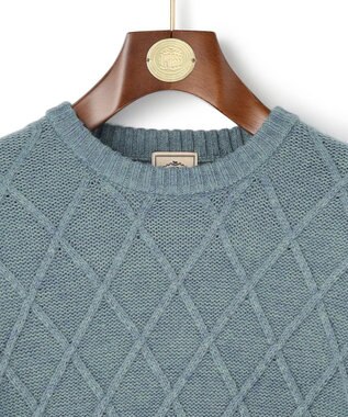 J.PRESS MEN 【WEB・一部店舗限定】ケーブルクルーネック ニット サックスブルー系