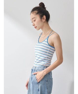 earth music&ecology コード付きキャミソール Border Blue