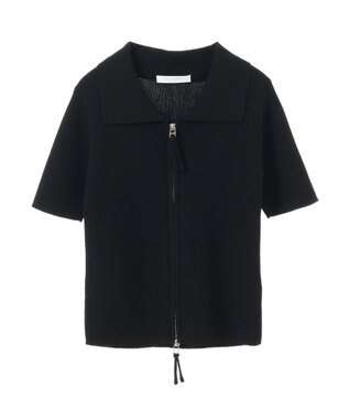 Green Parks ５分袖衿付きＺｉｐプルオーバー Black