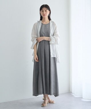 YECCA VECCA バイオ加工ヴィンテージデニムタックワンピース Gray