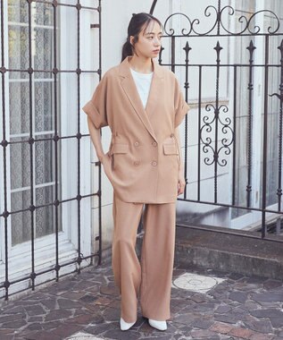 earth music&ecology 半袖サイドドロストジャケット Camel