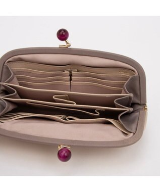 UNBILLION perche ジェムストーンがま口長財布 ベージュピンク