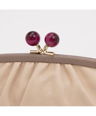 UNBILLION perche ジェムストーンがま口長財布 ベージュピンク