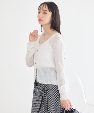 earth music&ecology シアーリブカーディガン Ecru