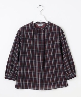 J.PRESS LADIES L TW ストライプ＆チェック カットソー ワイン系3