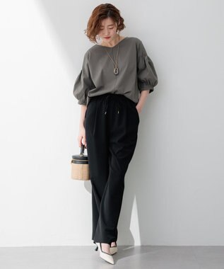 23区 【洗える】2WAYストレッチツイル ワイドパンツ ブラック系